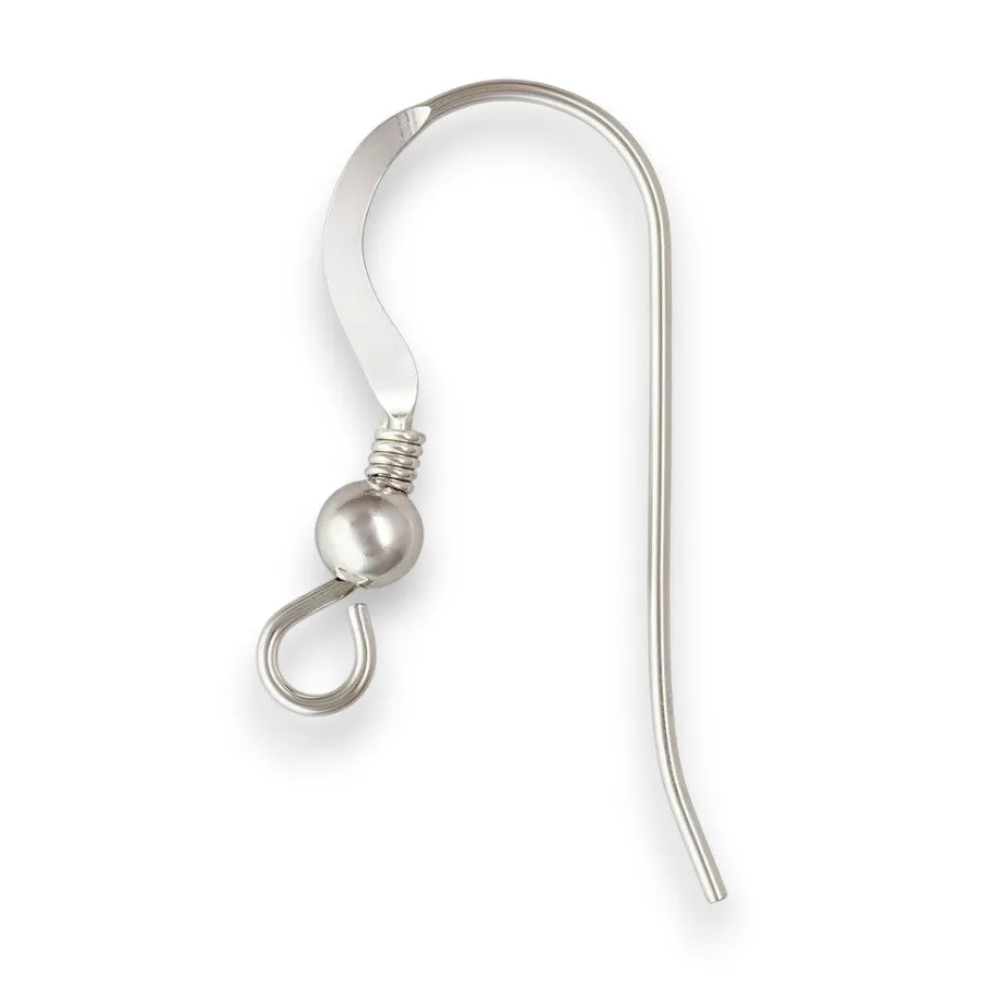 🆕🔗 Earhook / Shepherd Hook (Flat with Bead & Coil) in Sterling Silver | Pair 💍💍