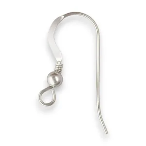 🆕🔗 Earhook / Shepherd Hook (Flat with Bead & Coil) in Sterling Silver | Pair 💍💍