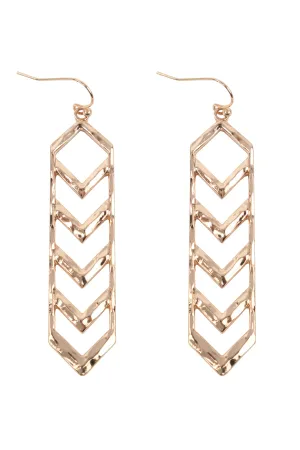 2.75 INCH TEXTURED CHEVRON METAL HOOK EARRINGS
