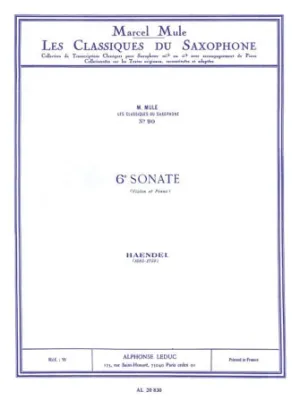 6e Sonate de Haendel [6th Sonate of Handel] (for Saxophone and Piano)