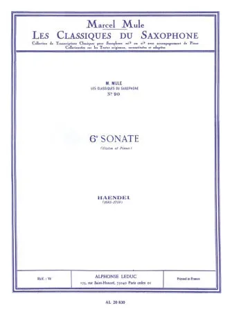 6e Sonate de Haendel [6th Sonate of Handel] (for Saxophone and Piano)