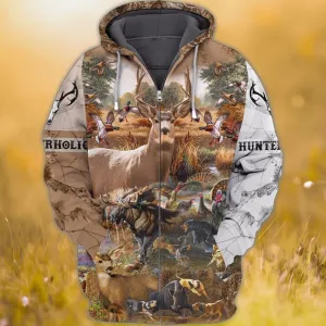 89 Mule Deer Hunting 3D Zipper Hoodie