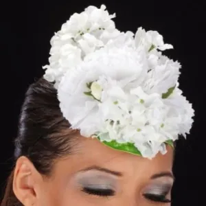 AC7025-White cream flowers fascinator