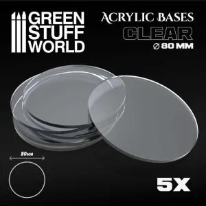 Acrylic Bases - Round 80mm x5 CLEAR