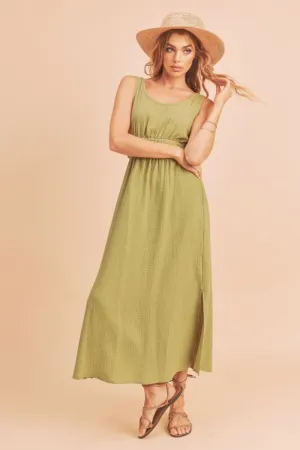 Aemi   Co Side Slit Round Neck Sleeveless Tank Dress