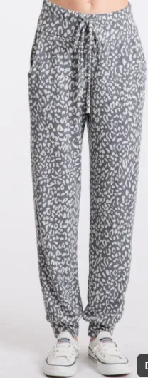 Alex Dark Gray Leopard Lounge Joggers(Matching Top Available Soon)