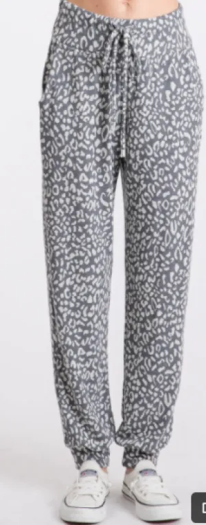 Alex Dark Gray Leopard Lounge Joggers(Matching Top Available Soon)