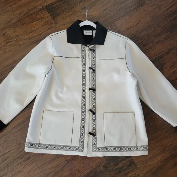 Alfred Dunner Faux Leather Barn Jacket Utility‎ Chore Jacket Size 16