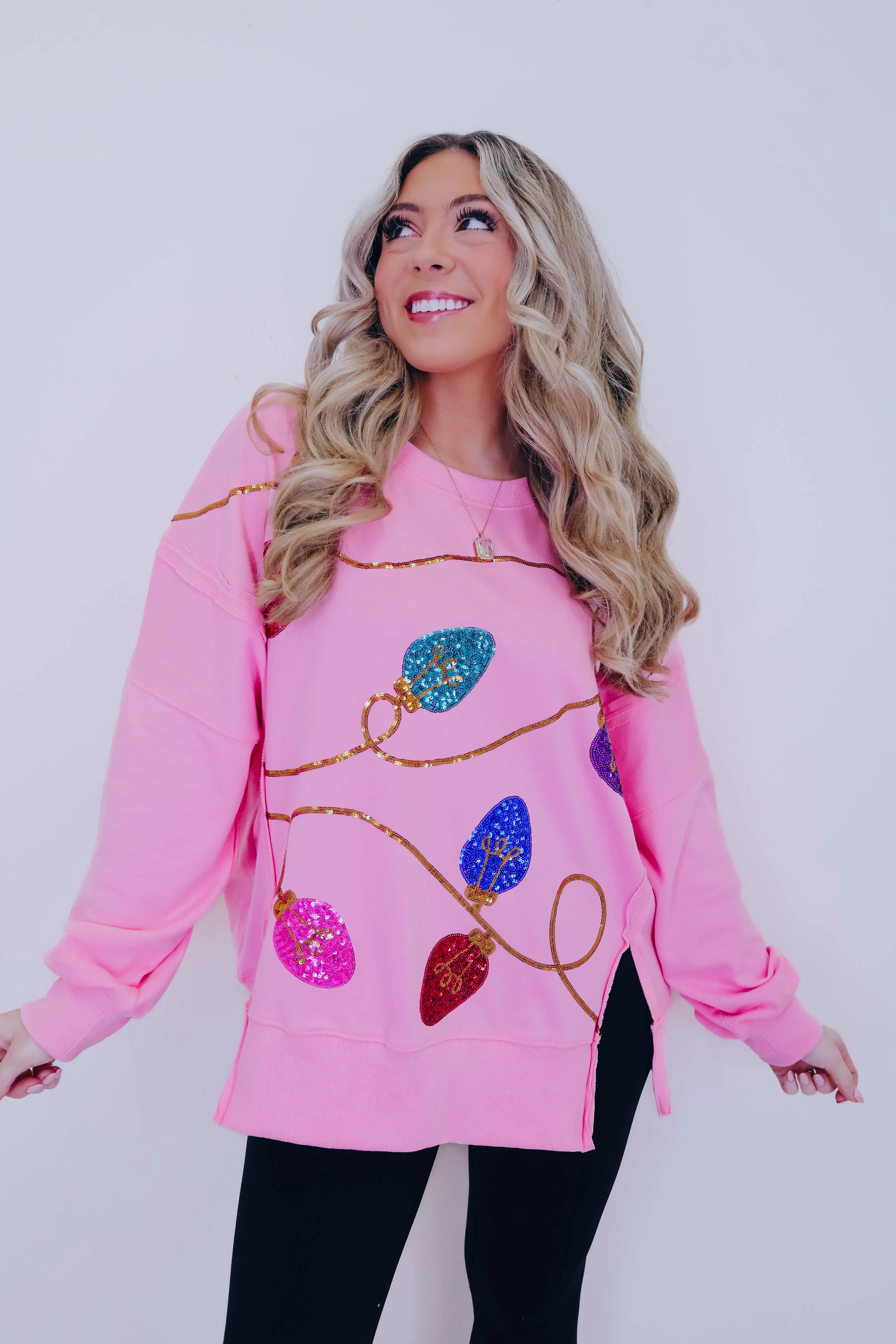 All Knotted Up Sequin Lights Oversized Top