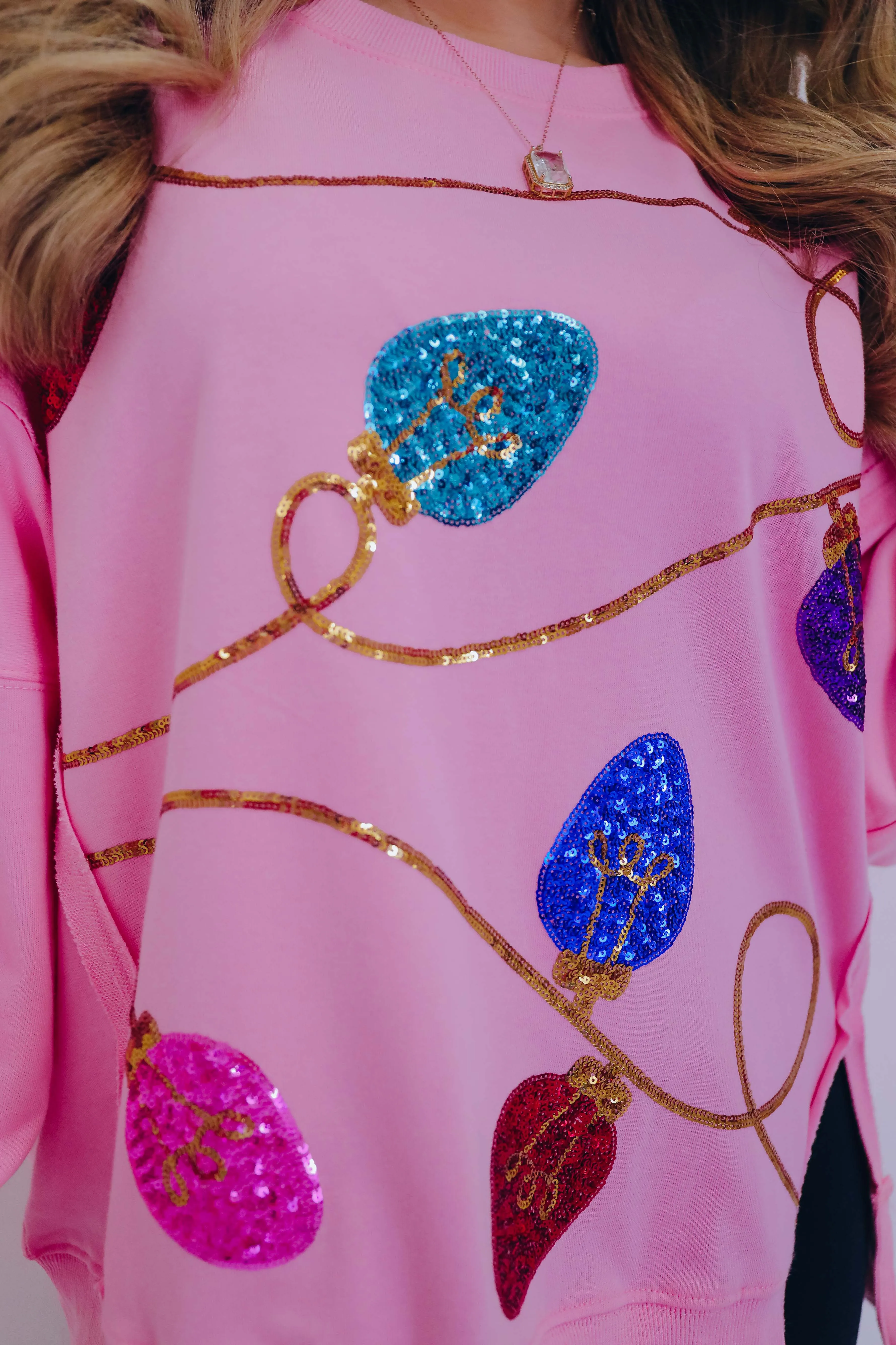 All Knotted Up Sequin Lights Oversized Top