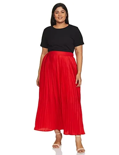 Amazon Brand - Symbol Women's Solid Regular Fit Half Sleeve T-Shirt (RN-PO2-COMBO1-Black & Red-XL) (Combo Pack of 2)
