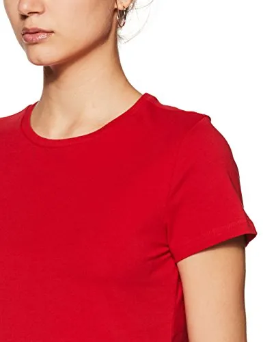 Amazon Brand - Symbol Women's Solid Regular Fit Half Sleeve T-Shirt (RN-PO2-COMBO1-Black & Red-XL) (Combo Pack of 2)