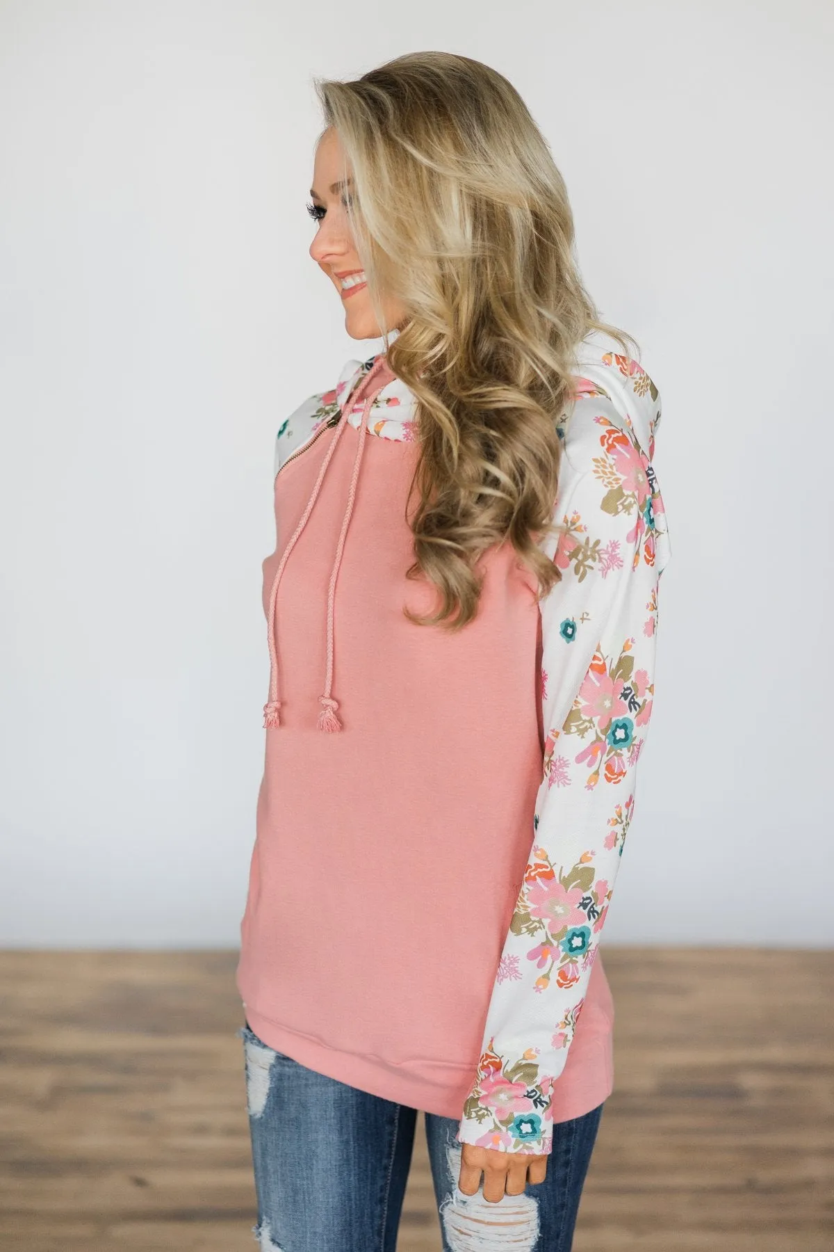 Ampersand Ave. Double Hooded Sweatshirt ~ Ivory Floral