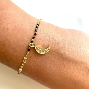 Angela D'Arcy Gold & Black Bead Moon Bracelet