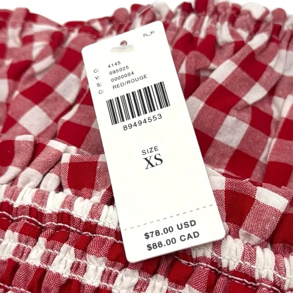 Anthropologie Mable Gingham Smocked Mini Skirt Set Size Extra Small