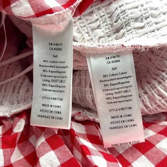 Anthropologie Mable Gingham Smocked Mini Skirt Set Size Extra Small