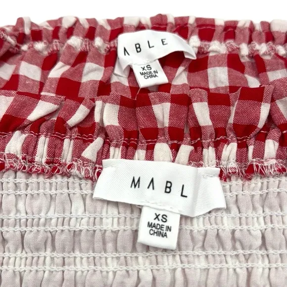 Anthropologie Mable Gingham Smocked Mini Skirt Set Size Extra Small