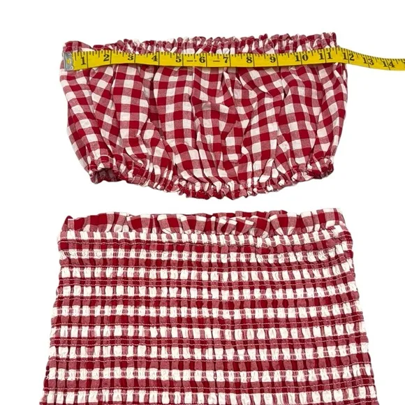 Anthropologie Mable Gingham Smocked Mini Skirt Set Size Extra Small