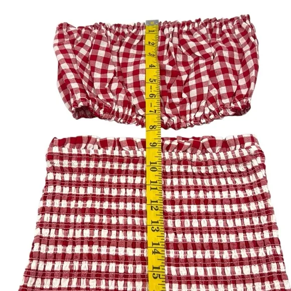 Anthropologie Mable Gingham Smocked Mini Skirt Set Size Extra Small