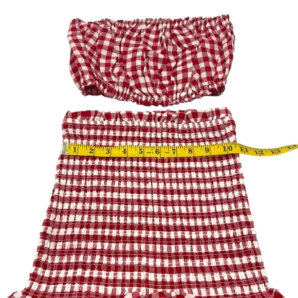 Anthropologie Mable Gingham Smocked Mini Skirt Set Size Extra Small