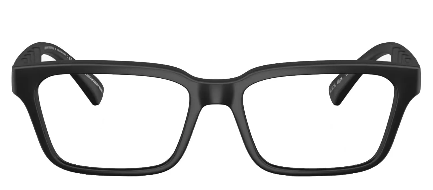 Armani Exchange AX 3116 8078 Rectangle Plastic Black Eyeglasses with Logo Stamped Demo Lenses