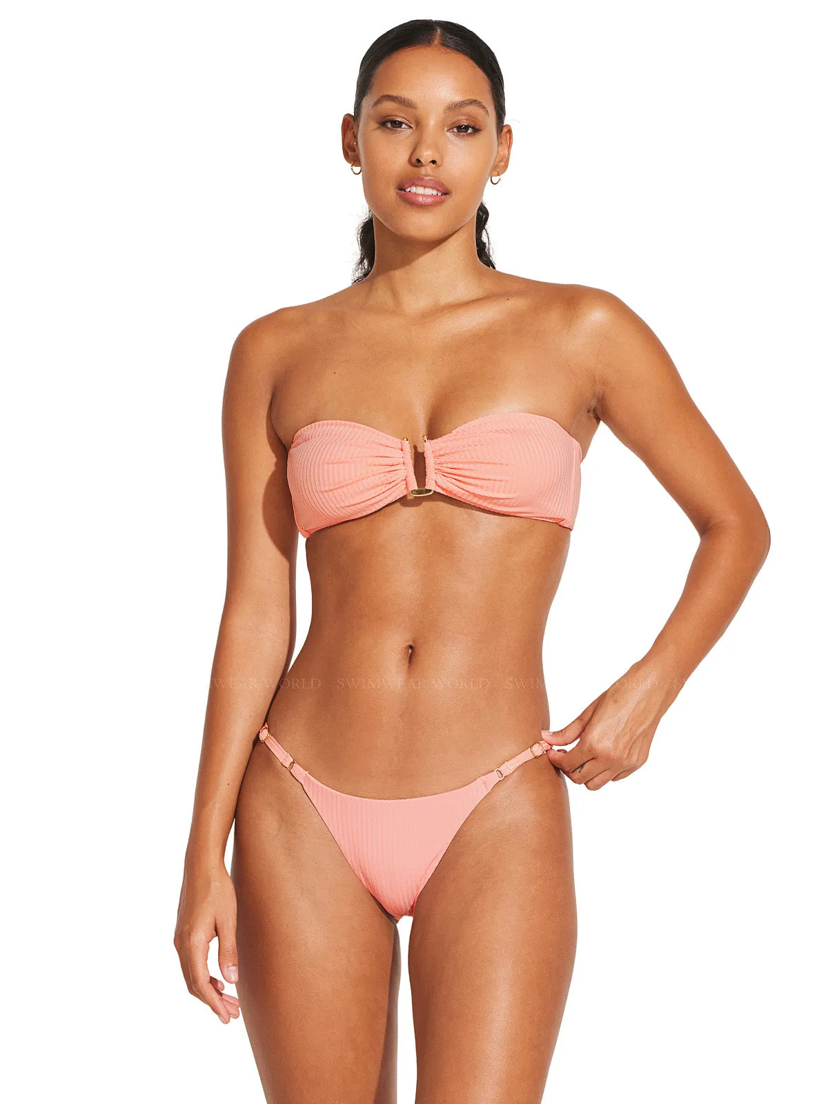 Astrid Bandeau-Moss Adj Side String Bikini ::RET