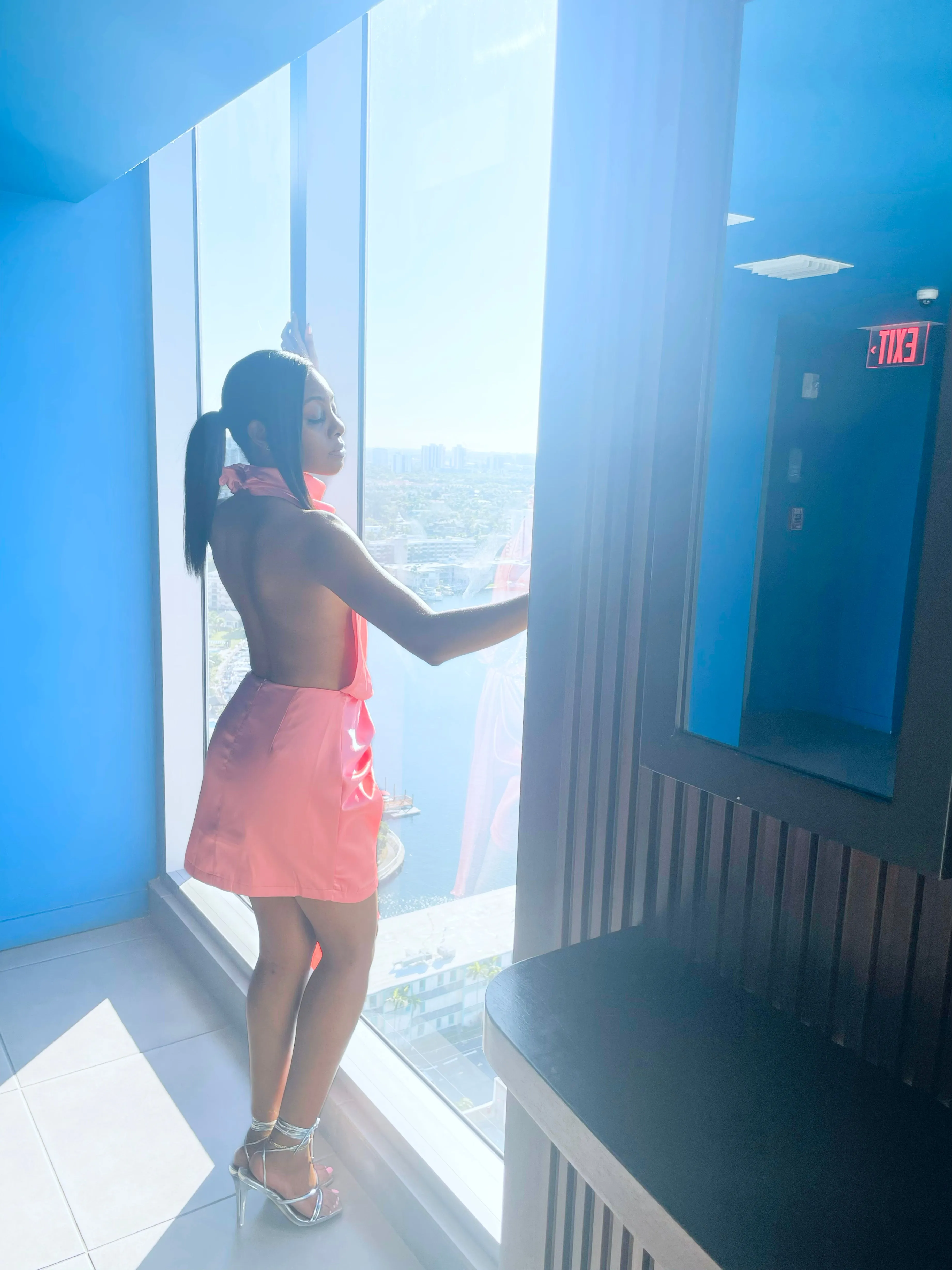Aura Peach Pink Satin Dress