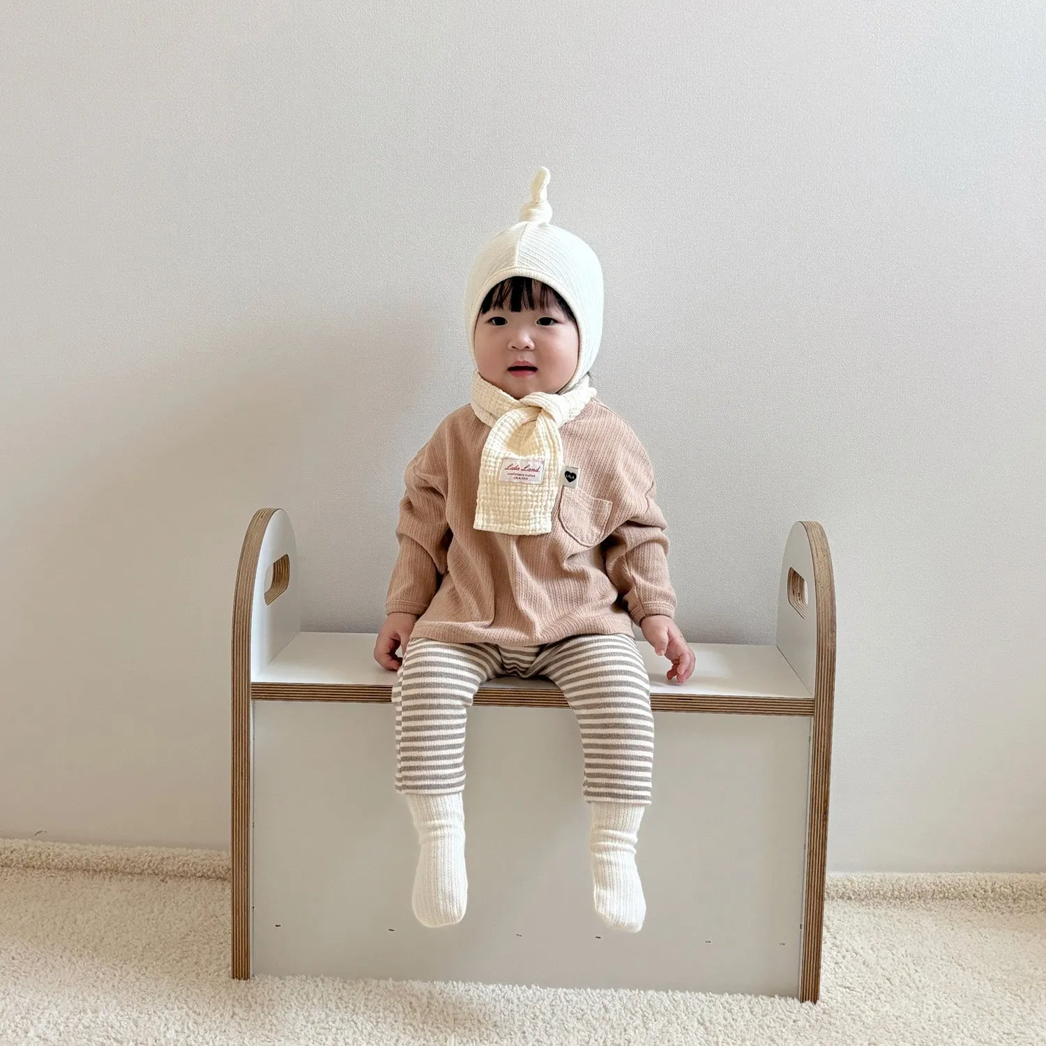 Baby Striped Leggings - Beige