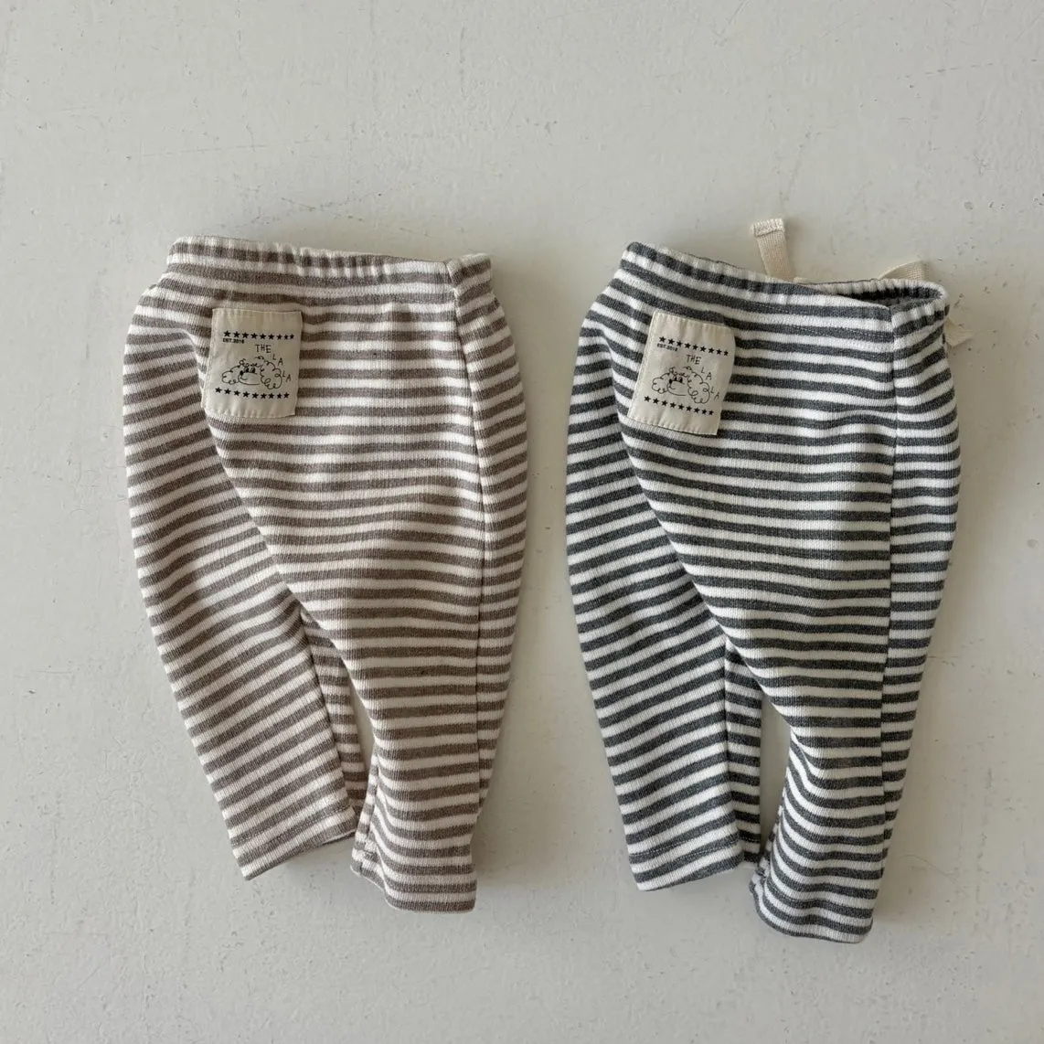 Baby Striped Leggings - Beige