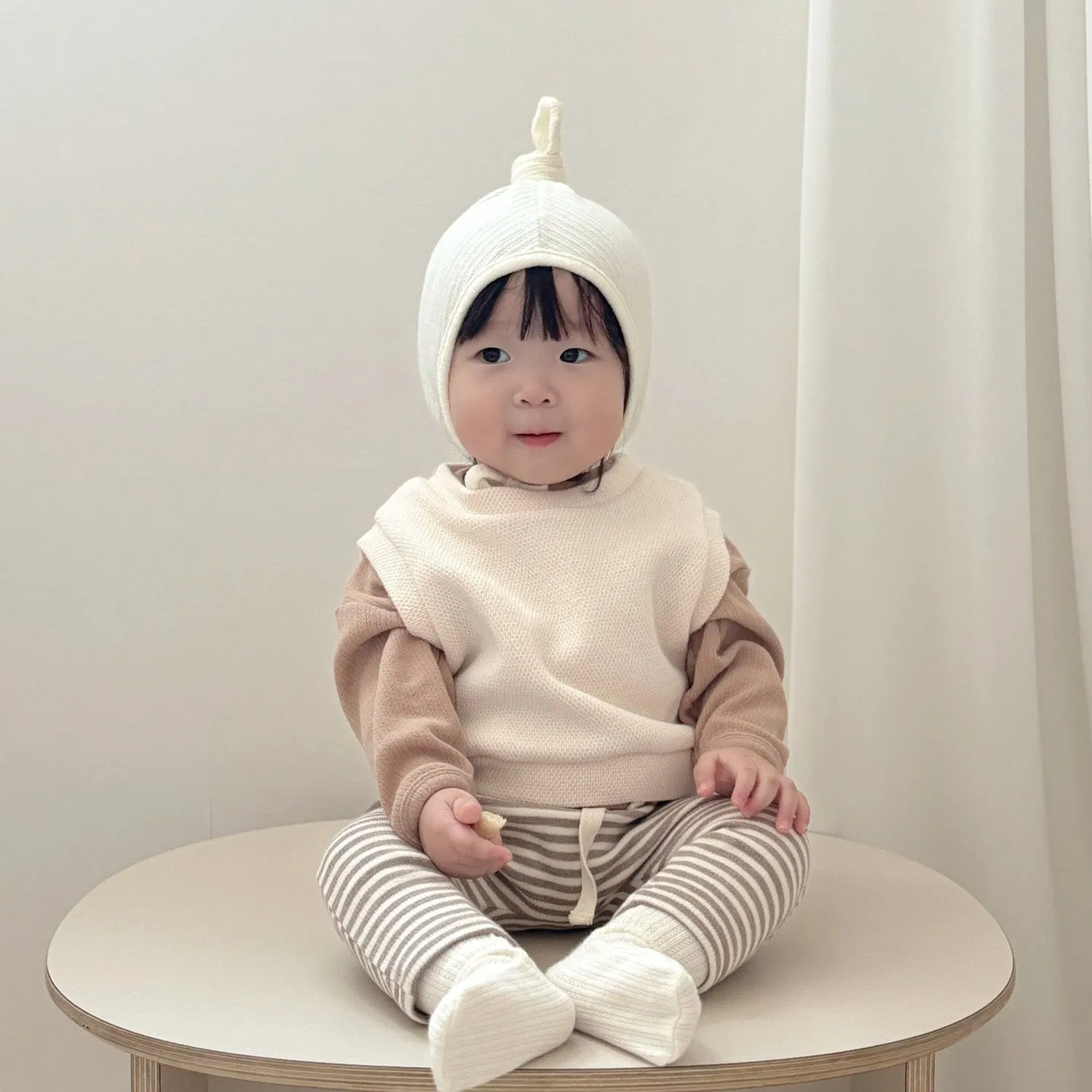 Baby Striped Leggings - Beige