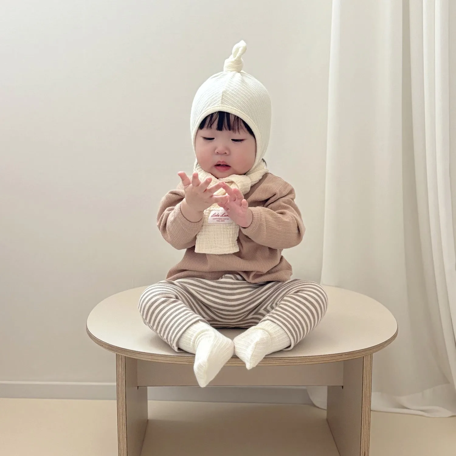 Baby Striped Leggings - Beige