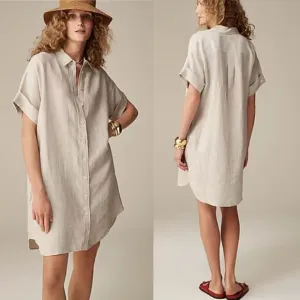 Baird McNutt X J. Crew Irish Linen shirtdress oat natural Lagenlook  XS summer