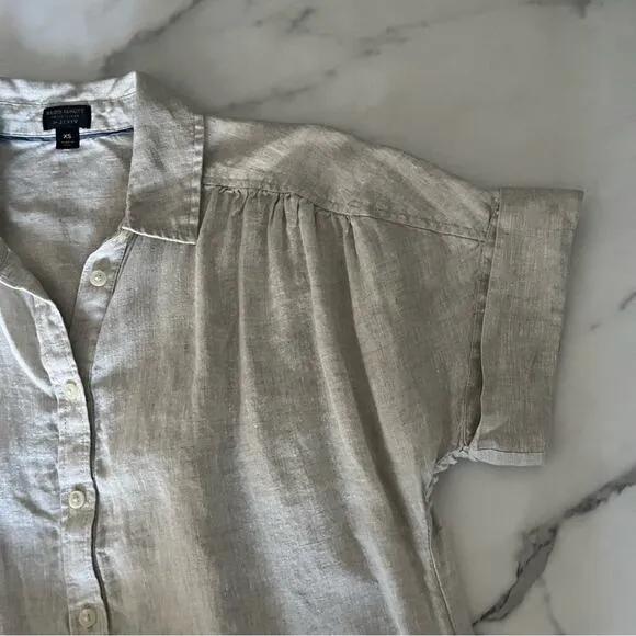 Baird McNutt X J. Crew Irish Linen shirtdress oat natural Lagenlook  XS summer