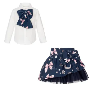 BALLOON CHIC - Bows & Star  Skirt Set  - Blue