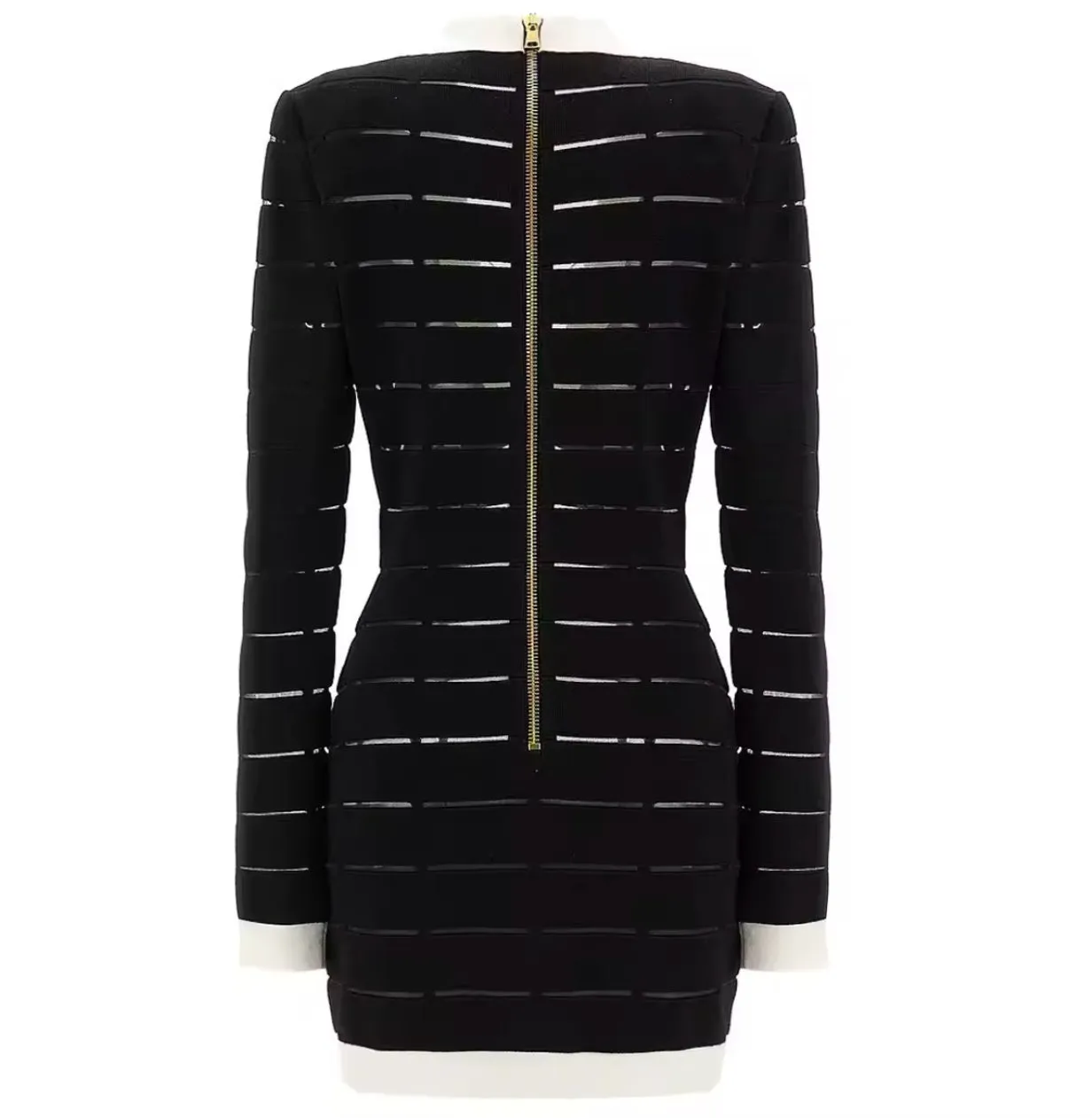 Black and White Knit Striped Dress