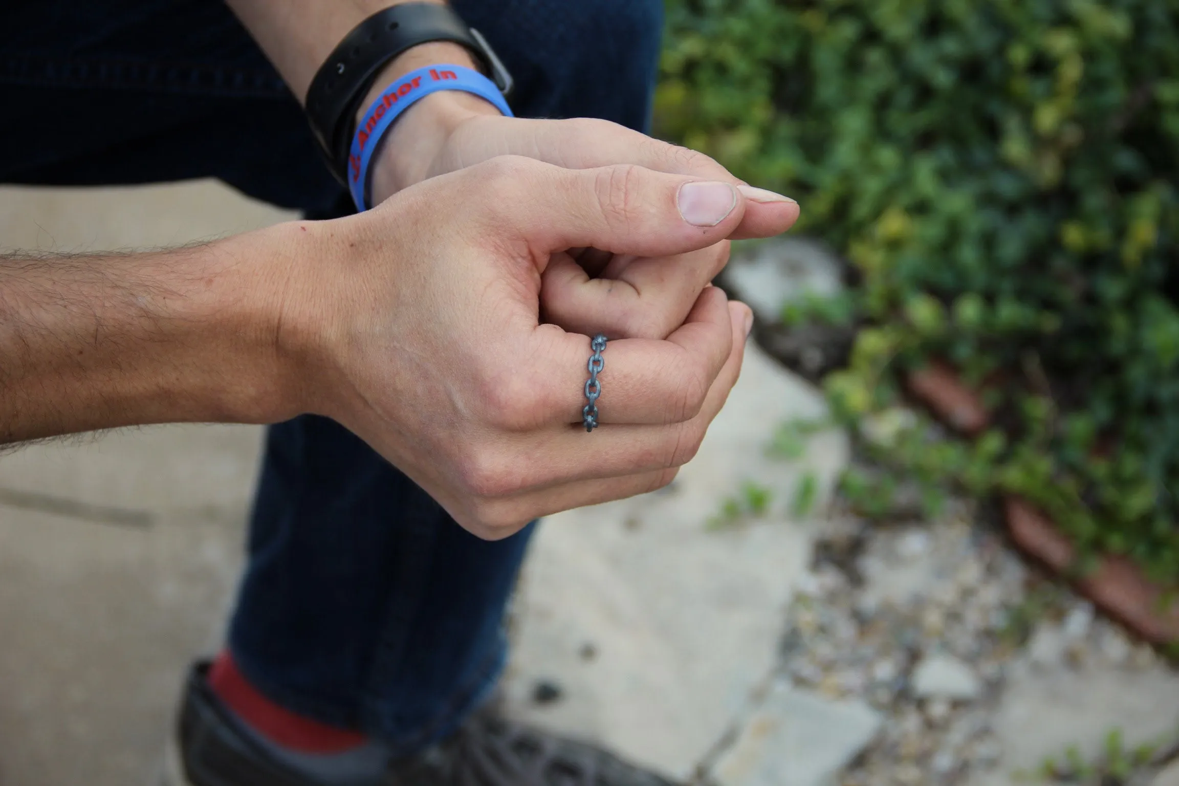Black Silver Ring, Chain Link Band