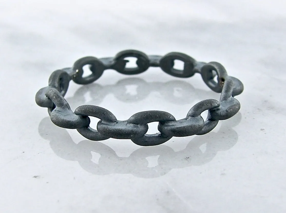 Black Silver Ring, Chain Link Band