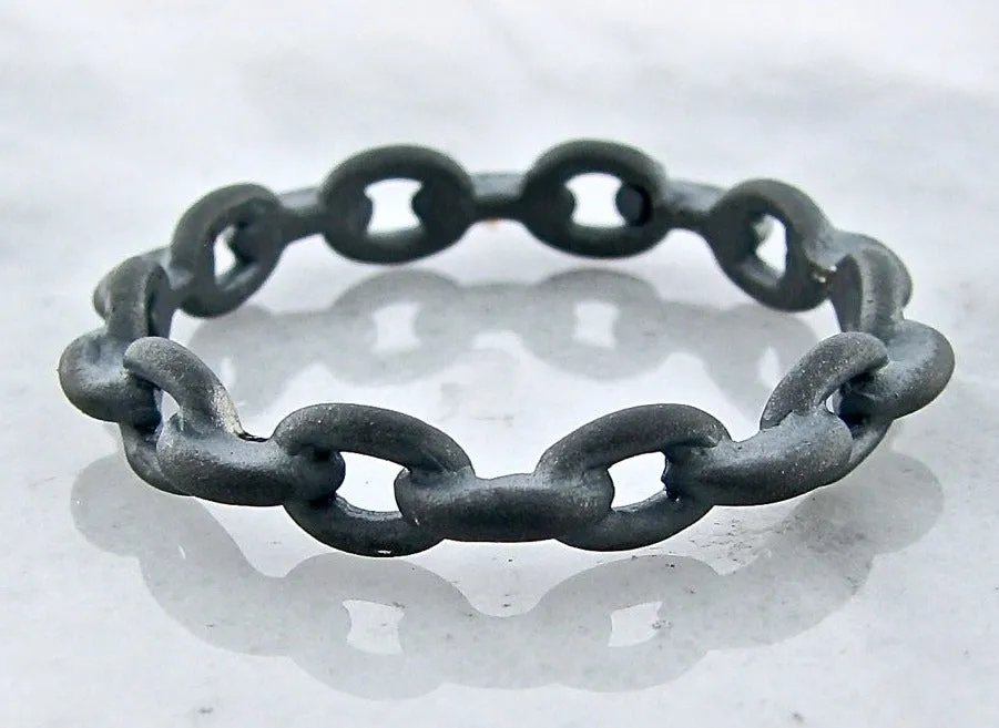 Black Silver Ring, Chain Link Band