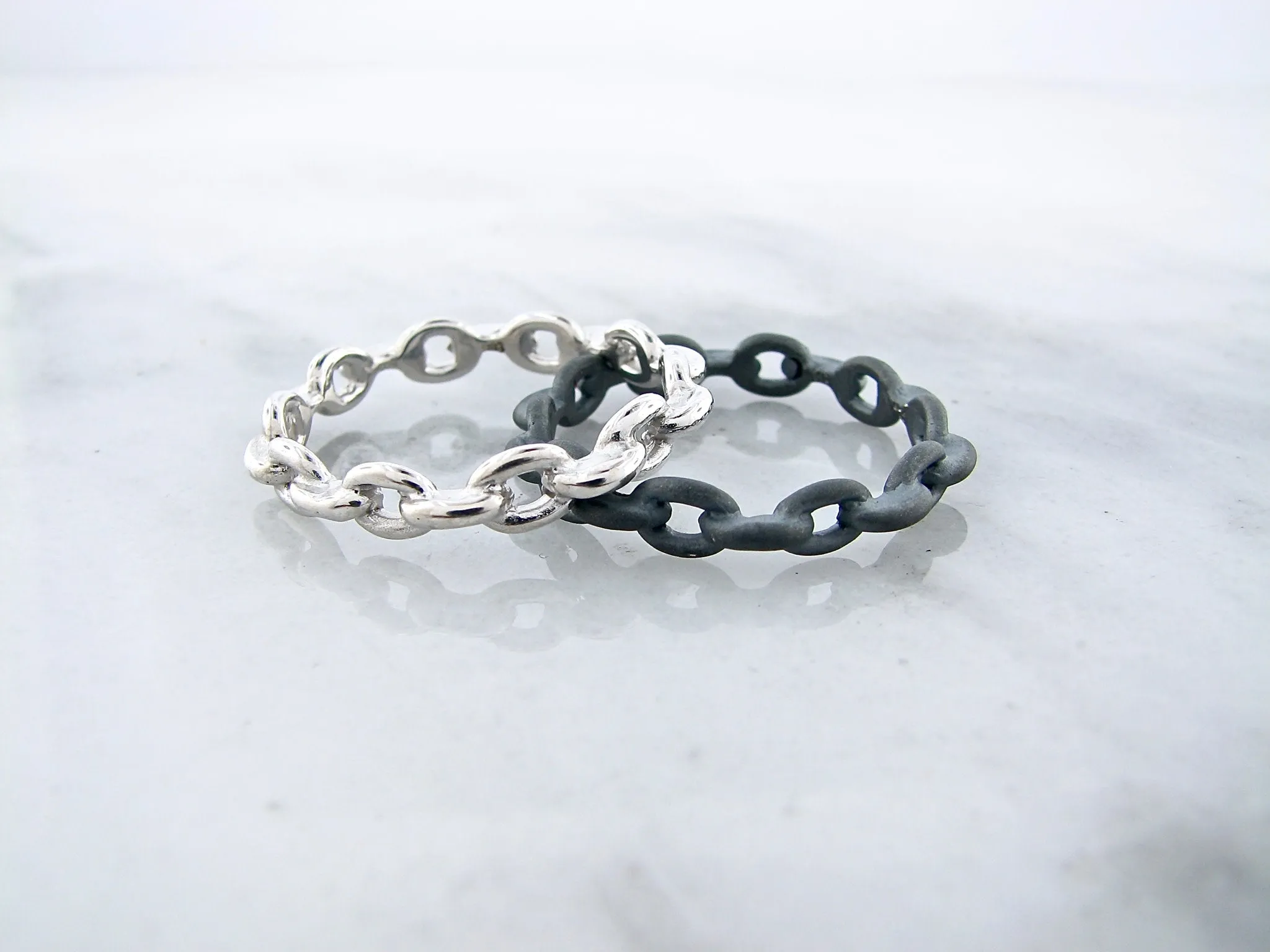 Black Silver Ring, Chain Link Band