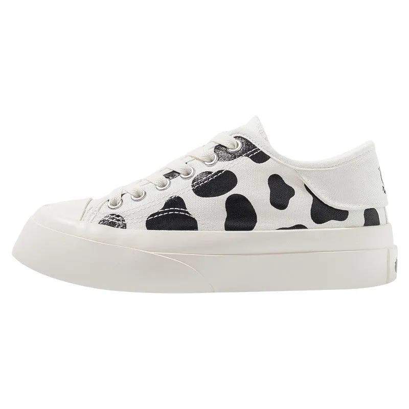 BLACK WHITE COW MILK CANVAS SHOES UB2628