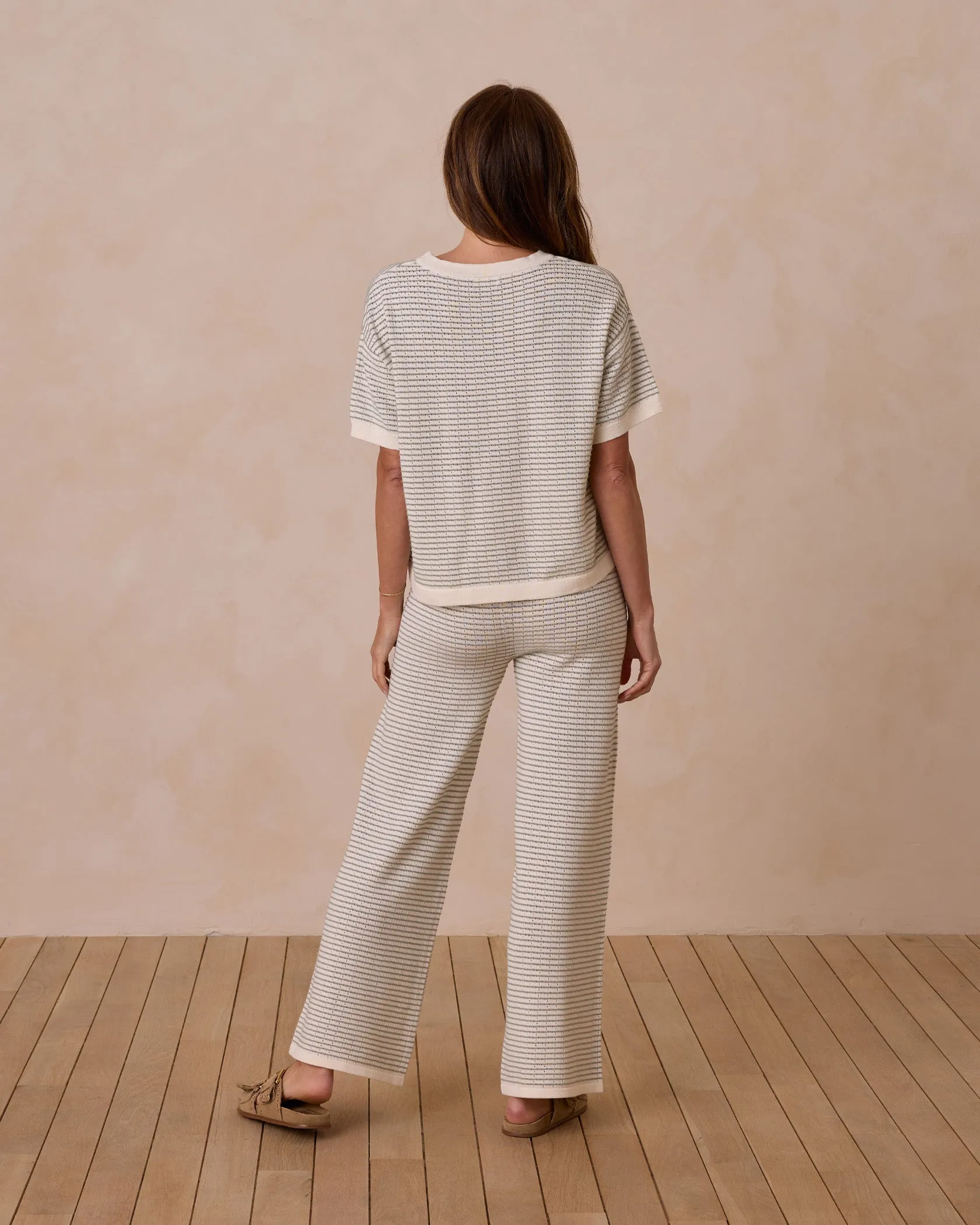 Boxy Crop Knit Tee | Sage Strp