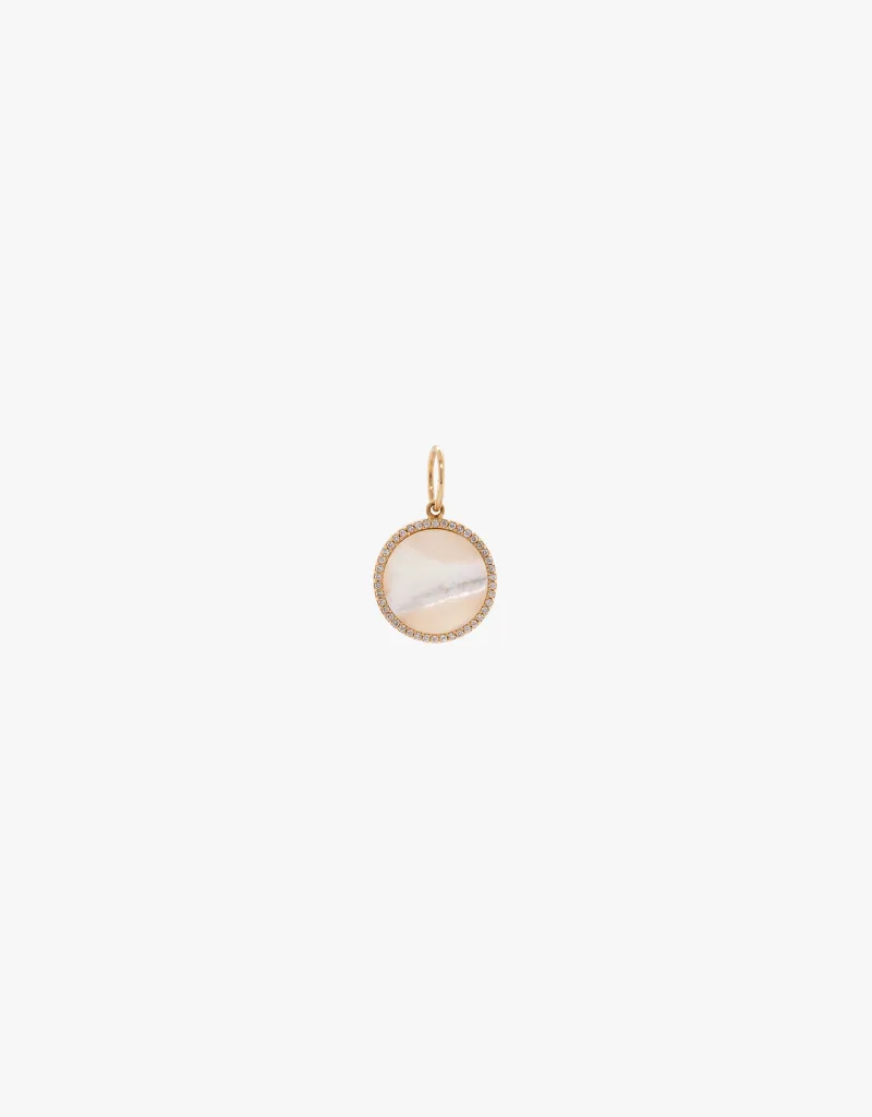 Bridget King Small Mother-of-Pearl Medallion in Yellow Gold