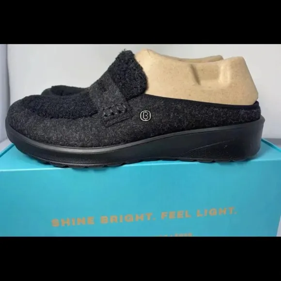 Bzees Georgia Women's Washable Sparkle Knit Mule Black Size 9 New with Box NWT