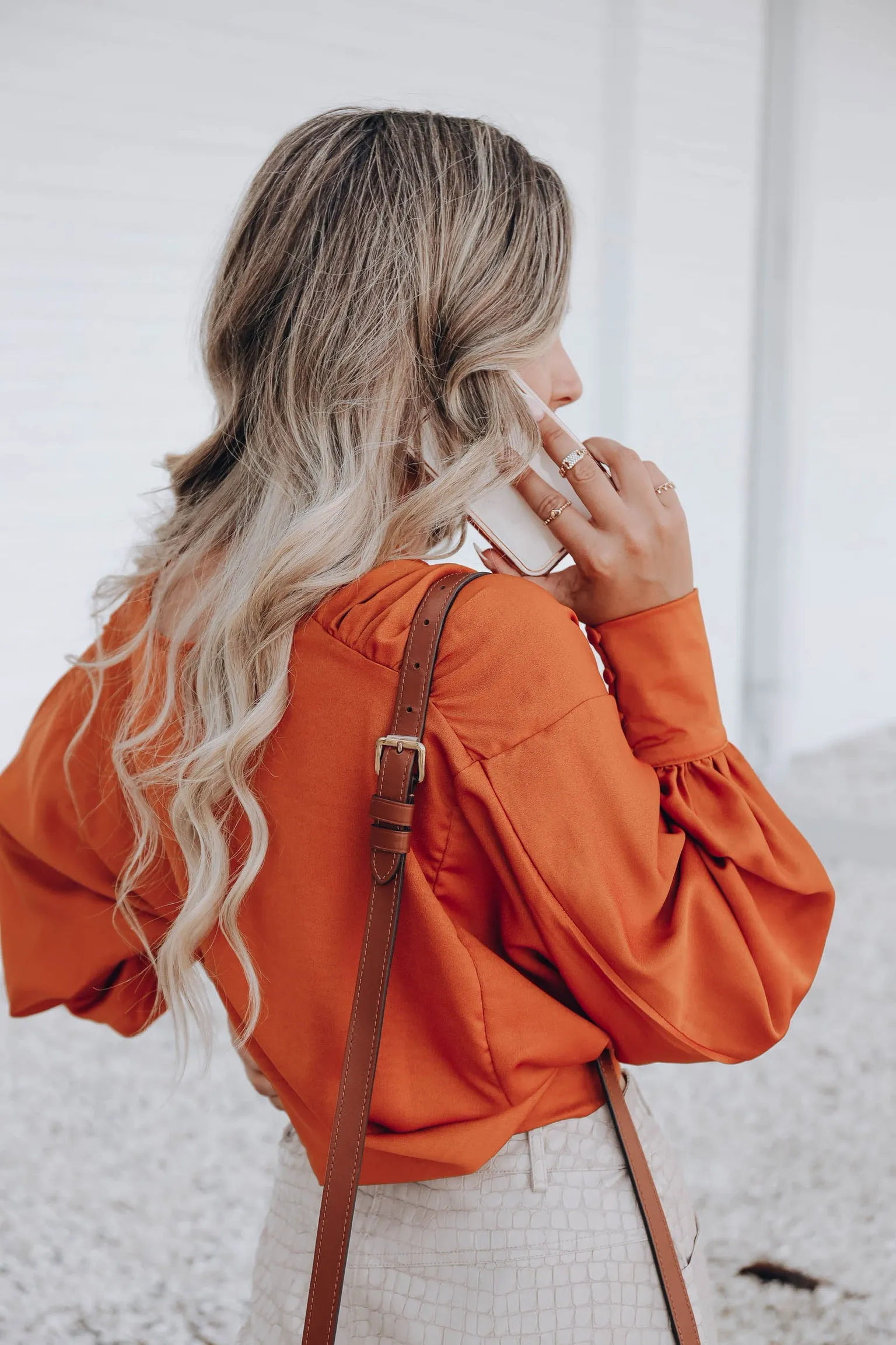 Camilla Surplice Satin Top - Rust