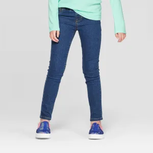 Cat & Jack Girls' Pull-On Skinny Mid-Rise Jeans Medium Blue 14