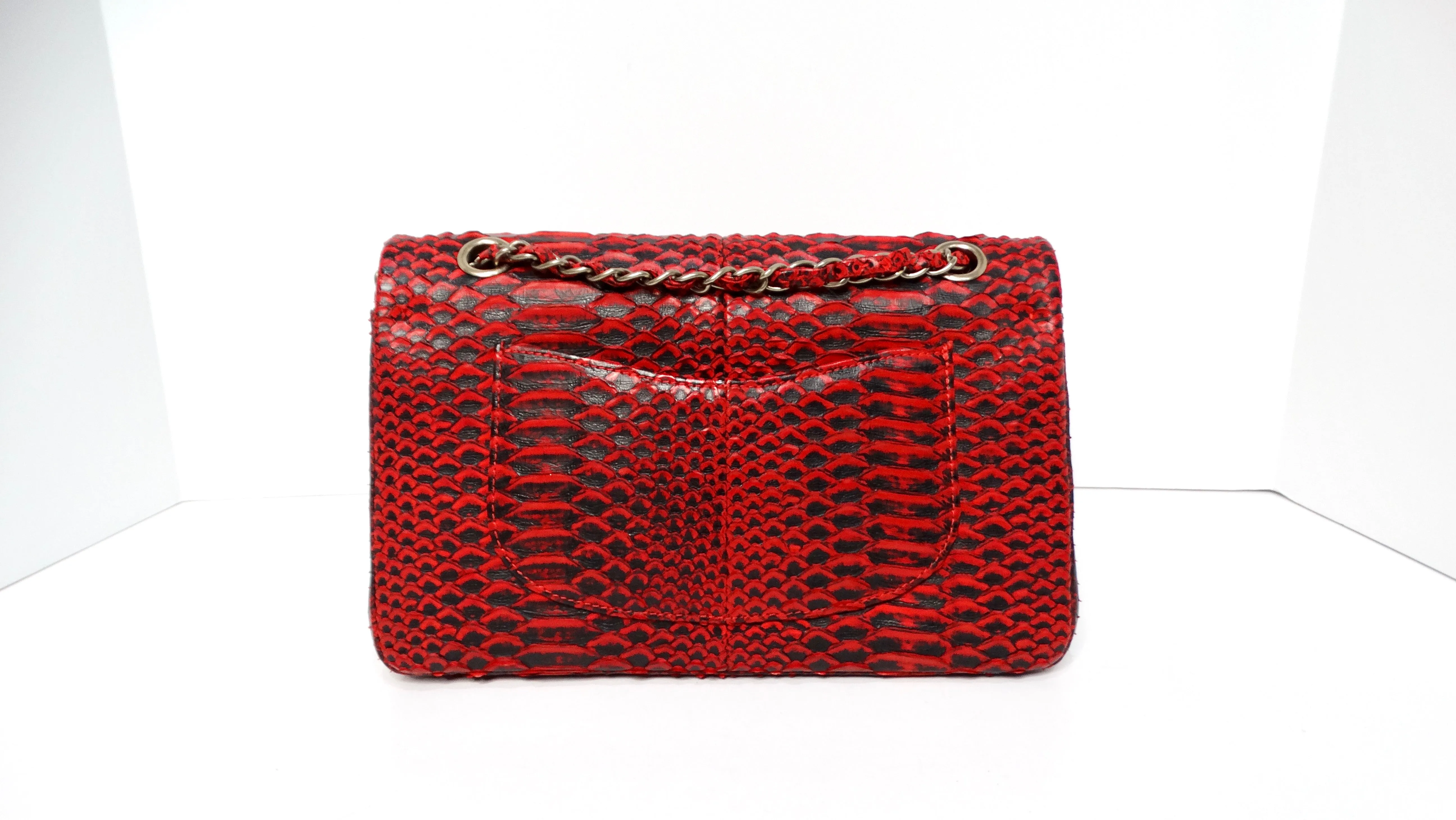 Chanel 2009-10 Red Python Small Double-Flap Bag With Gold-Tone Hardware