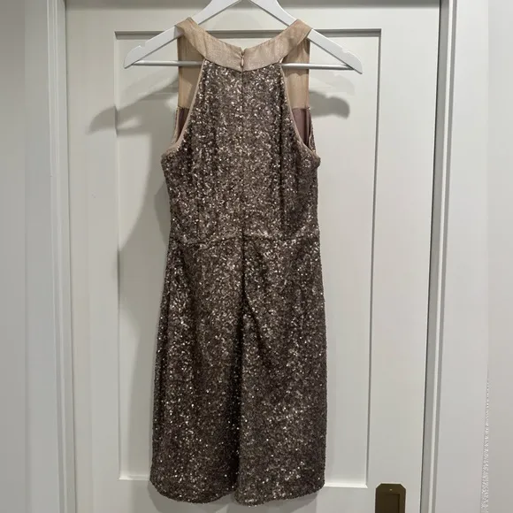 Chelsea and Violet Sequin Champagne Gold and Bronze Mini Dress Medium