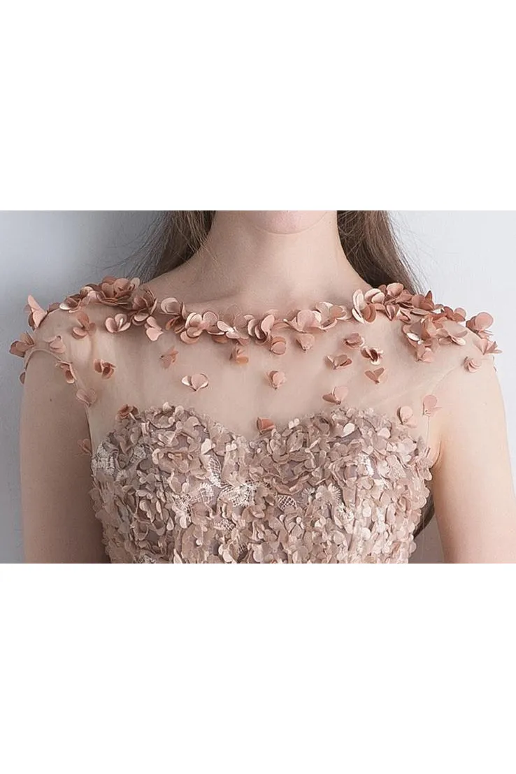 Chic Homecoming Dresses Knee-length A-line Sleeveless Tulle Lace Short Prom Dress Party Dress OHM104