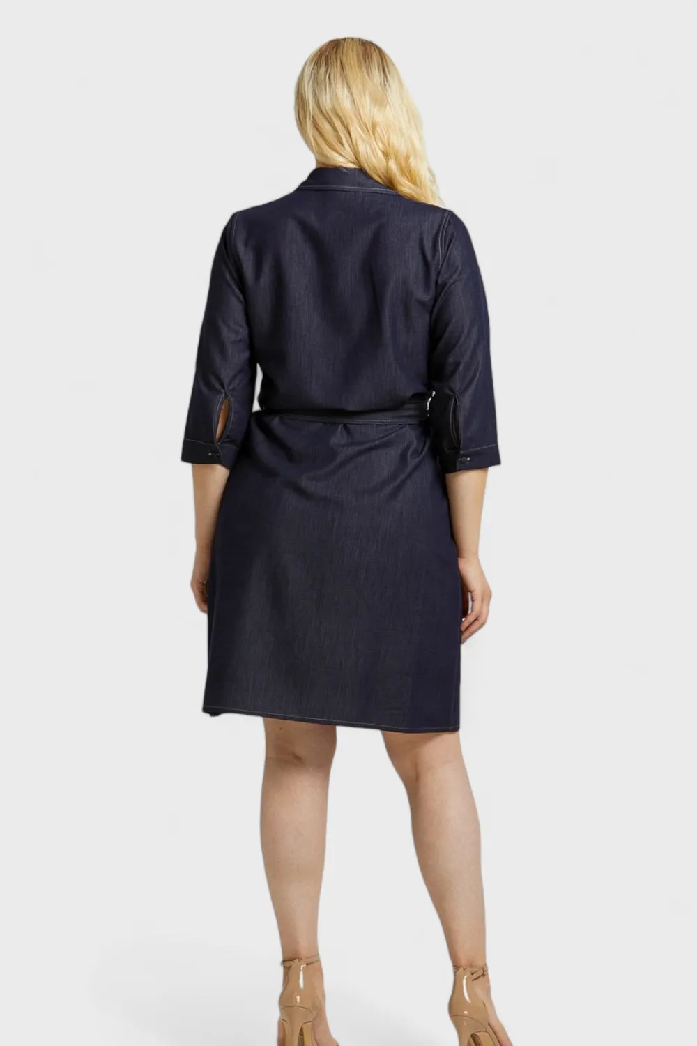 Chleo Denim Half Button Shirt Dress