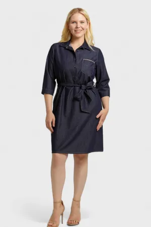 Chleo Denim Half Button Shirt Dress